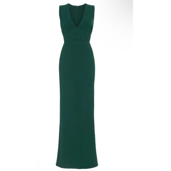 Sachin + Babi Emerald Green Stretch Crepe Sleeveless Loretta Gown Size 16W NWT - Picture 2 of 11